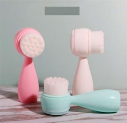Bowling-Pin-Form-Reinigung von Gesichtsbürste doppelt seitlich multifunktional tragbarer silikon Gesichtswaschbürsten 3D-Gesichtsreinigung Massage Haut