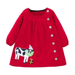 Little maven kids girls fashion brand autumn children's dress baby girls clothes cow applique toddler girl button dresses S0852 210317