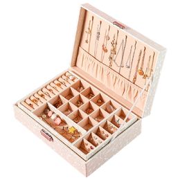 Fashion Design Leather Jewellery Box Case Package Storage Large Space Ring Necklace Bracelet Selling 211105