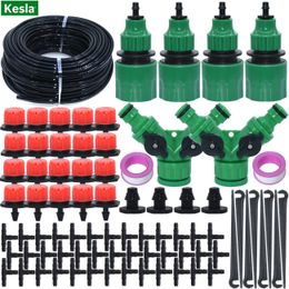 KESLA 5M-50M Garden Water Drip Irrigation Kits Watering Adjustable Drippers Dropper Emitter Water System for Greenhouse 210610