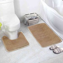 Shaggy Carpet For Toilet 2 pcs/set Bath Mat Soft Rug For Living Room Doormat For Bath Anti Slip Bathroom Carpet Antiskid WC Mat 211109