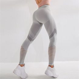 NORMOV Seamless Women Leggings Fitness High Waist Push Up Patchwork Hollow Out Spandex Legging Casual Femme Feminina 211204