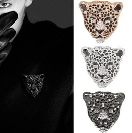 Vintage Spotted Leopard Tiger Head Brooches Vivid Animal Brooch Pins Rhinestone Crystal Jewellery for Men And Women Gift