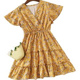 2-6Years Kids Girls Fashion Short Sleeve Floral Dress Stylish Dress for Children Baby Girls Q0716
