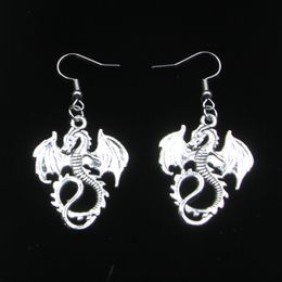 New Fashion Handmade 34*26mm Dragon Loong Earrings Stainless Steel Ear Hook Retro Small Object Jewellery Simple Design For Women Girl Gifts