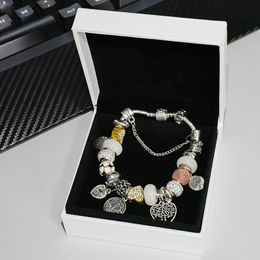 925 Silver Plated Tree Pendant Charms Bracelet Set for Snake Chain DIY Beads Charm Bracelets for Women Girls