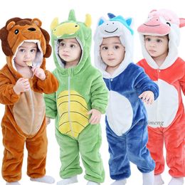Baby Rompers Winter Kigurumi Lion Costume For Girls Boys Toddler Animal Jumpsuit Infant Clothes Pyjamas Kids Overalls ropa bebes 210309
