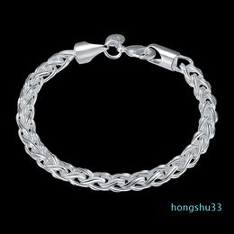 Wholesale-christmas gift Twist ring bracelet 925 silver charm bracelet 19.5x0.6cm DFMWB070,women's sterling silver plated Jewellery bracelet