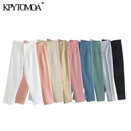 KPYTOMOA Women Chic Fashion With Seam Detail Office Wear Pants Vintage High Waist Zipper Fly Female Ankle Trousers Mujer 210925