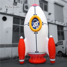 Outdoor Advertising Inflatable Rocket 5m Height White Air Blown Astronaut's Spacecraft Model Spaceship Balloon For Concert Decoration