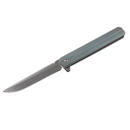 2 Styles Flipper Folding Knife D2 Drop Point Stone Wash Blade TC4 Titanium Alloy Handle Outdoor EDC Pocket Knives H5374