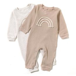 Infant Spring Summer Baby Boy Girl Pure Colour Rompers Kids Boys Girls Clothing Long Sleeve Jumpsuit 211101