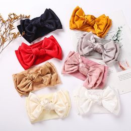 Baby Girls Knot Headbands Solid color Silk Bow Turban Infant Fashion Elastic Hairbands Children Knotted Headwear kids Hair Accessories Bandanas
