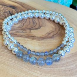 MG1256 Women`s 6/8 mm AAA Labradorite Bracelet Natural Gemstone Stack Handmade Jewelry