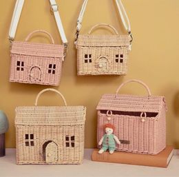 Wholesale Vintage Box Women Shoulder Handmade Crossbody Messenger Bags Casual Handle Handbag Summer Beach Rattan Woven Straw Bags