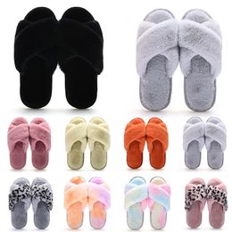 Wholesale Classics Winter Indoor Slippers for Women Snow Fur Slides Houses Outdoor Girls Ladies Furry Slipper Flat Platforms Soft Comfortable Shoes Sneakers 36-41