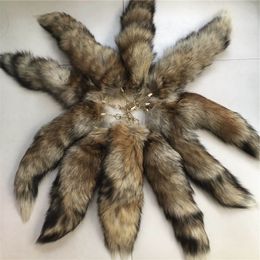 10Pcs/lot- 100% Real Genuine Grass Fox Fur Tail Keychain Cosplay Toy Keyring Car Phone Pendant Tassels