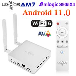 ott boxes UK - UGOOS AM7 TV BOX Android 11 Amlogic S905X4 DDR4 4GB RAM 32GB ROM Support AV1 CEC HDR WiFi6 1000M BT5.0 OTT 4K TVBOX