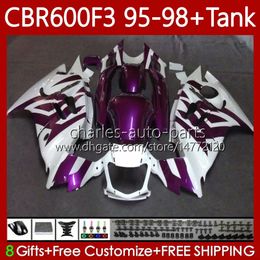 Body +Tank For HONDA CBR600 CBR 600 F3 FS CC Purple white 600F3 95 96 97 98 Bodywork 64No.69 CBR600F3 CBR600FS 600CC 1995 1996 1997 1998 600FS CBR600-F3 95-98 Fairings Kit