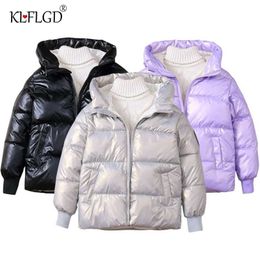winter baby thickened cotton padded jacket boys and girls bright face hooded down children's coat 211203