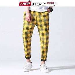LAPPSTER-Youth Men Plaid Pants Streetwear Harajuku Korean Fashions Autumn Joggers Pants Sweatpants Man 5 Colors Harem Pants 211201