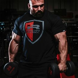 Men Fashion 100% Cotton T Shirts Bodybuilding Workout Gym Casual T-Shirt Tops 210706