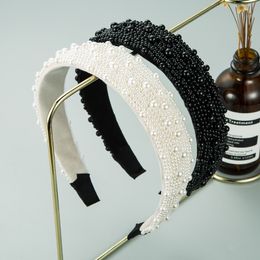 s2027 fashion women hair Jewellery handmade faux pearl beads cloth hair hoop hair band accessories headband
