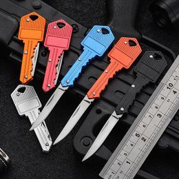 Mini Folding Blade Knives 6Colors Key Shape Multifunctional Keys Knife Outdoor Fruit Cut Tools Saber Swiss Self-defense Knives;EDC Tool Gear Total Length 12.5cm