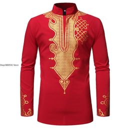Ethnic Clothing 2021 African Dresses For Men Print Rich Bazin Black Long Sleeve Africa Fashion Style Shirt Tops Mens