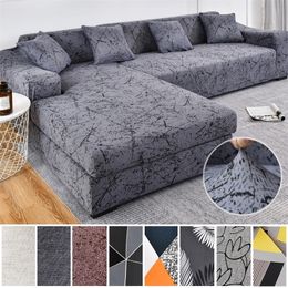 Elastic Sofa Covers for Living Room Geometric Couch Pets Corner L Shaped Chaise Longue Slipcover 1PC 220302