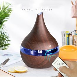 300ml USB Air humidifier Remote Aroma air diffuser wood Ultrasonic Essential oil Aromatherapy cool mist maker for room home Y200416