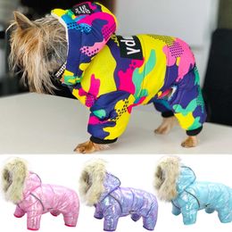 Winter Dog Clothes Warm Pet Jacket Coat Puppy Chihuahua Clothing Luxury Fur Hoodies Waterproof Dogs Reflective York Shire Outfit 211007