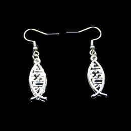 New Fashion Handmade 27*10mm Fish Jesus Earrings Stainless Steel Ear Hook Retro Small Object Jewelry Simple Design For Women Girl Gifts