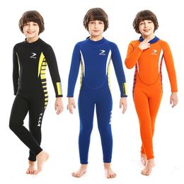 Swim Wear ZCCO 2.5MM Neoprene Children's Wetsuit Boys Long-sleeved Diving Suit Winter Thermal Swimsuit Surfing Snorkeling One-piece Set