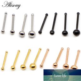 Alisouy 1PC Nose Studs Bar 316L Stainless Steel Ball Nose Piercing Pin Earrings Nariz Women Nose Rings Fashion Body Jewelry Factory price expert design Quality