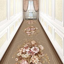 Carpets Reese Traditional Chinese Floral Lobby Long Carpet Rug For Stairway Hallway Bedroom Decor Corridor Aisle Party Wedding Anti Slip