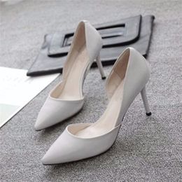 Wild Work Stiletto Pumps PU Leather Nude Black Office Lady High Heels 5cm 7cm Pointed Toe Shoes Women Casual Spring New Tacones 210225