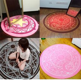 60CM Cartoon Round Carpet Children's Bedroom Card Captor Sakura Magic Circle Carpet Eco-Friendly Rug Computer Chair Mat 210301