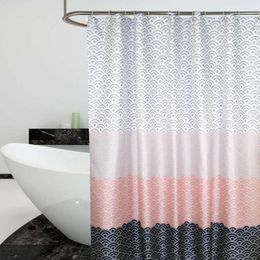Shower Curtains 37 Nordic Curtain Geometric Colour Block Bath Bathroom For Bathtub Bathing Cover Extra Large Wide 12pcs Hooks
