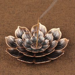 Incense Burner Reflux Stick Incense Holder Home Buddhism Decoration Coil Censer With Lotus Flower Shape Bronze / Copper Zen Budd 502 V2