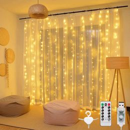 3m 9.8ft Curtain String Light Flash Fairy Garland Merry Christmas Decoration for Home Ornament Wedding Happy New Year