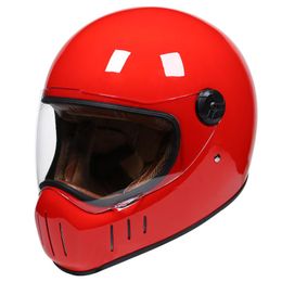 Retro Style Pure Handmade Vintage Motorcycle Helmet&CO Fiberglass Cafe Racer Motorbike Helmet Full Face Casco Moto DOT ECE265L