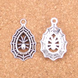 50pcs Antique Silver Plated Bronze Plated spider cobweb halloween Charms Pendant DIY Necklace Bracelet Bangle Findings 35*20mm