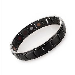 bio magnetic titanium bracelet Canada - Fashion Health Energy Bracelet Bangle Men Black Jewelry Titanium Stainless Steel Bio Magnetic Bracelet For Man free