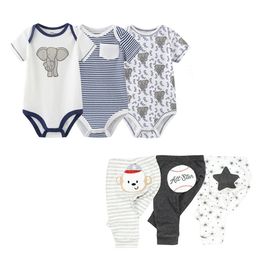 Summer Newborn Baby Boy Girl Clothing Set Short Sleeve Cotton Baby Bodysuits+Pants Set Toddler Clothing Sets Ropa Bebe 210309