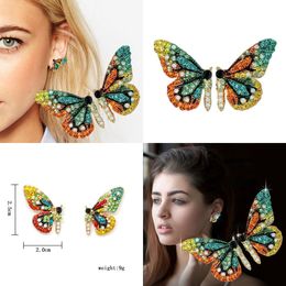 Charm Butterfly Wing Earrings 925 Silver Needle Inlaid Rhinestone Personality Girl Student Fashion Earrings Jewelry