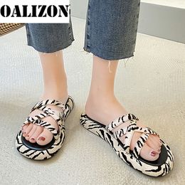 Women Flip Flops Crossed Open Toe Flat Platform Striped Sandal Slippers Shoes Summer Slides Mules