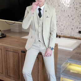 Suit Men's Suits Business Formal Wear Korean Style Slim Fit Men's Suit Trendy Gentleman Three-Piece Suit 1-1-31 X0909