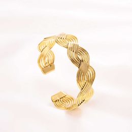 Fashion Gold Color Twisted Bangle Bracelets for Women Men Party Gift Trendy Charm Adjustable Bracelets Jewelry Q0717