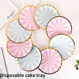 Disposable Dinnerware 7-9 Inch Birthday Party Decoration Cake Paper Plate Adult Dinner Anniversary Wedding Supplies